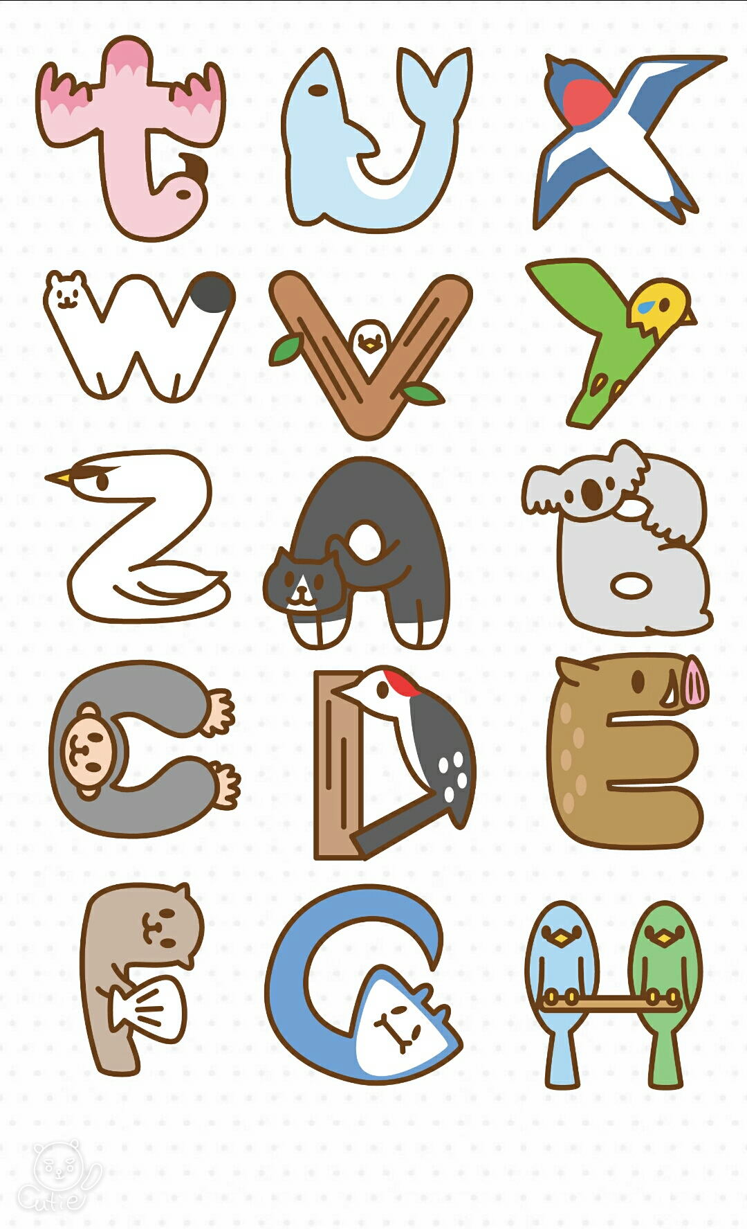 用字母画动物简笔画法图片
