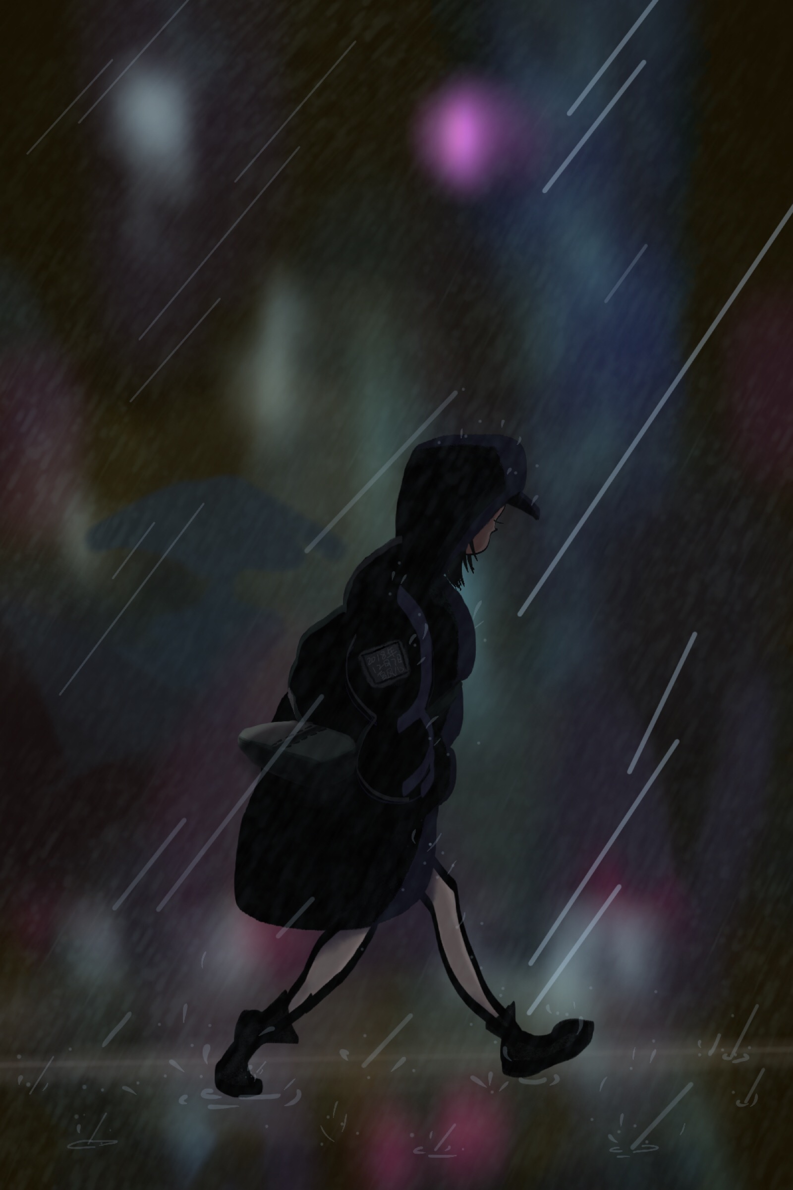 雨夜 插画
