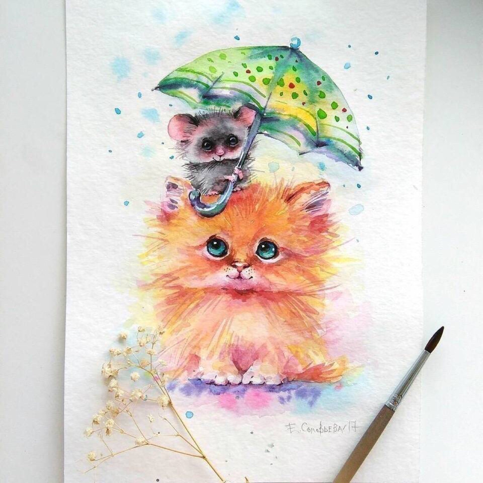 一组萌萌的水彩小动物 | genechka_djogan