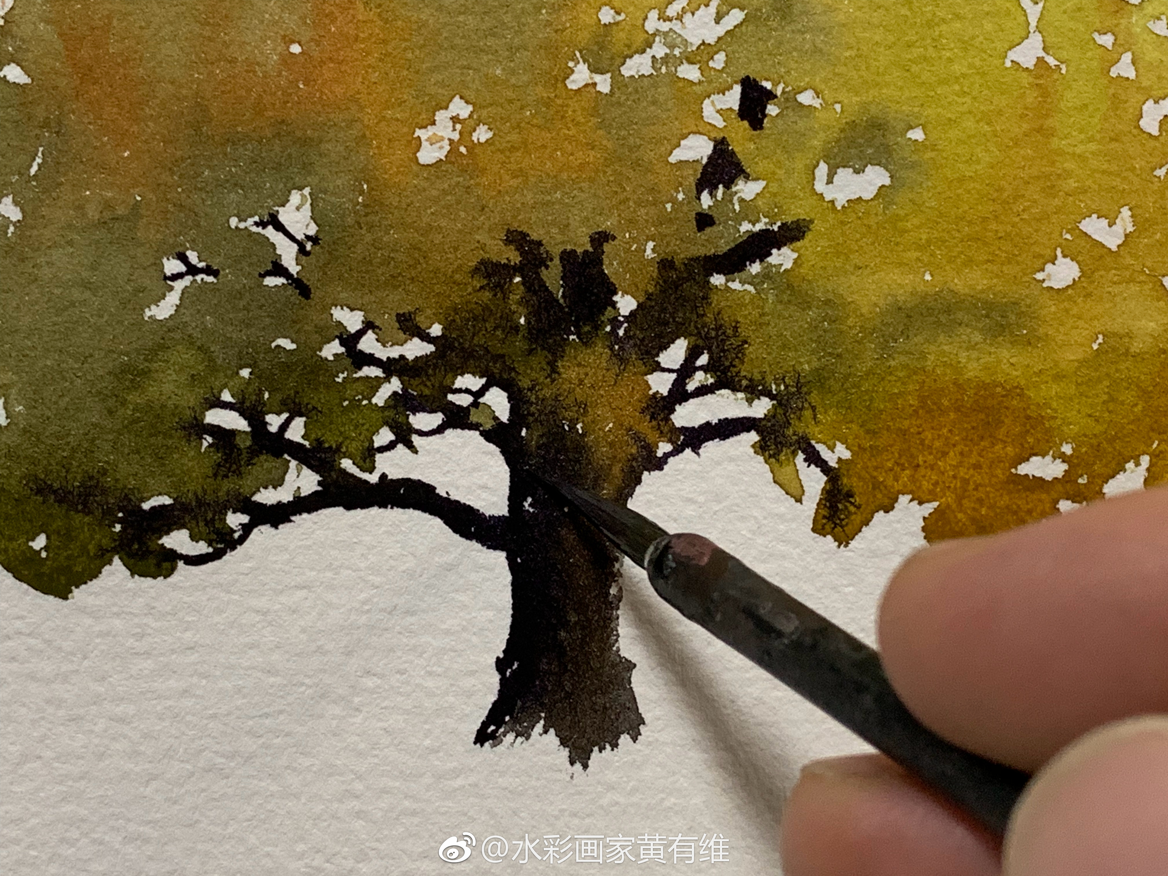 长满叶子的树怎么画图片