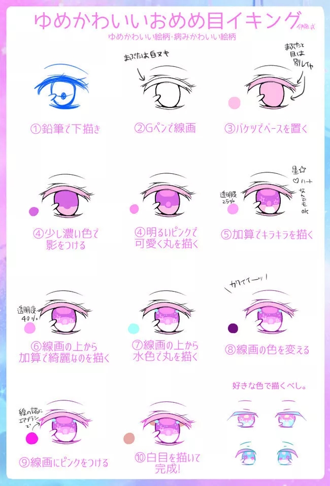 各种日系画风的眼镜画法