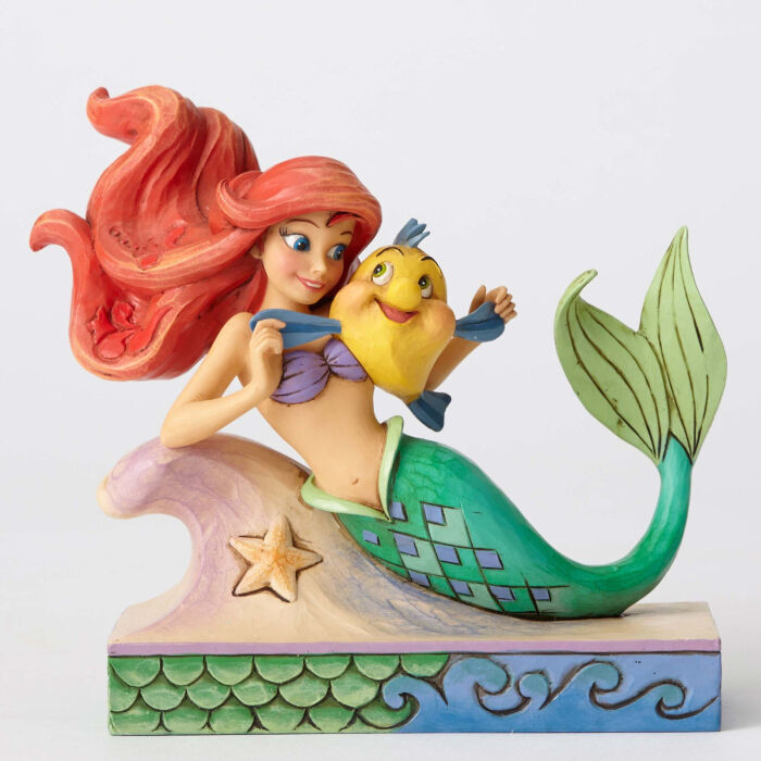 代购【disney美国代购】ariel with flounder美人鱼树脂摆件