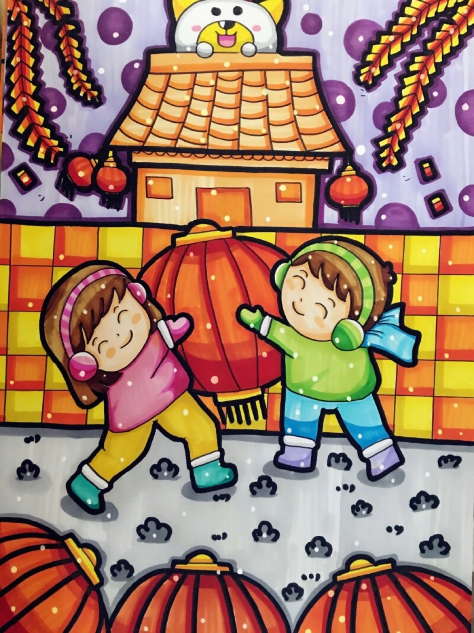 儿童年画简笔画带颜色图片