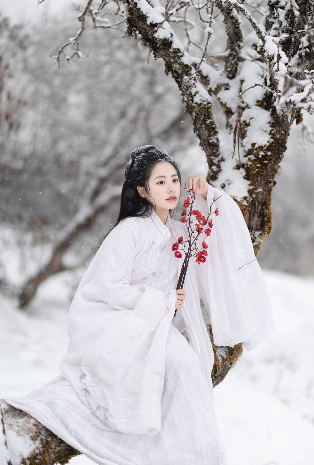 冬季雪景美女图片汉服图片