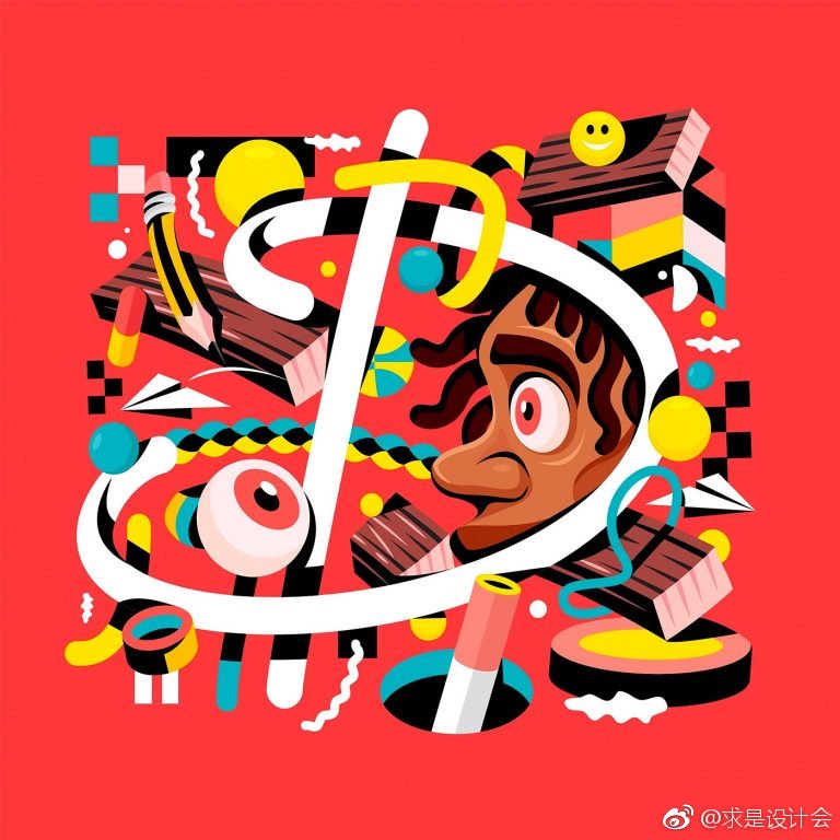 davidoku抽象风格的字母插画设计求是设计会