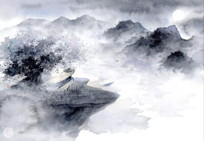 古风 古韵 中国风 手帐素材 插画 手绘 彩绘 头像 壁纸微博:长信l
