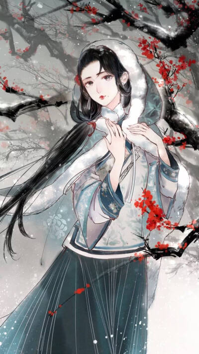 收集   点赞  评论  #手绘#流年色玥落倾城的古风美女手绘画板/壁纸