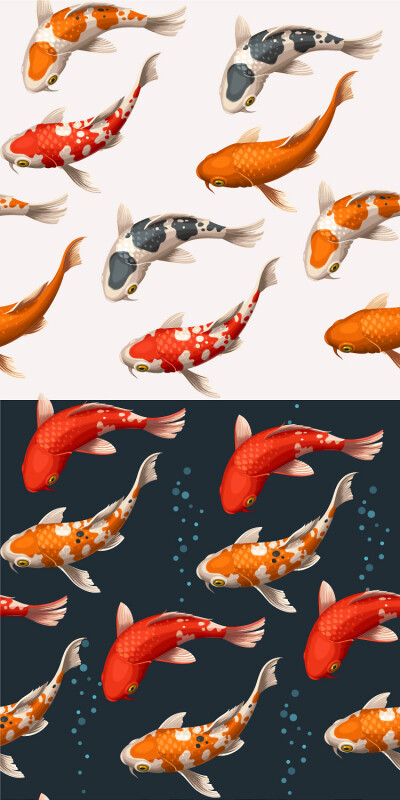中国风古典时尚锦鲤插画年画鲤鱼背景元素海报素材模板ai矢量s240
