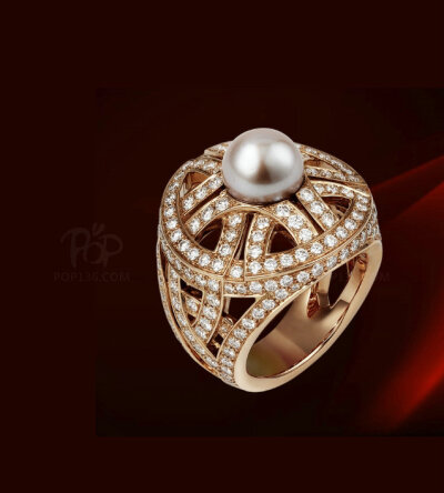 cartier珍珠黄金戒指