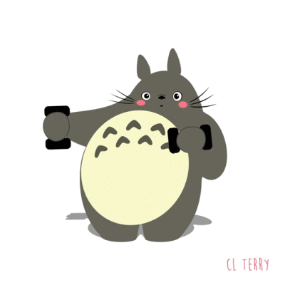 动画师 cl terry 设计的龙猫健身动图:燃烧我的卡路里!