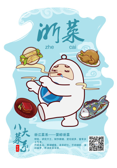 因中国八大菜系没有卡通版本,本人是个吃货,所以设计了这组海报,喜欢