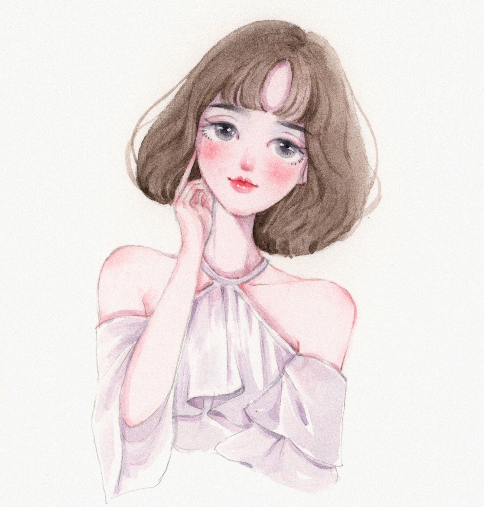 可爱的小姐姐头像壁纸 (*▽`*) 手绘·水彩画 cr@王大可vvv