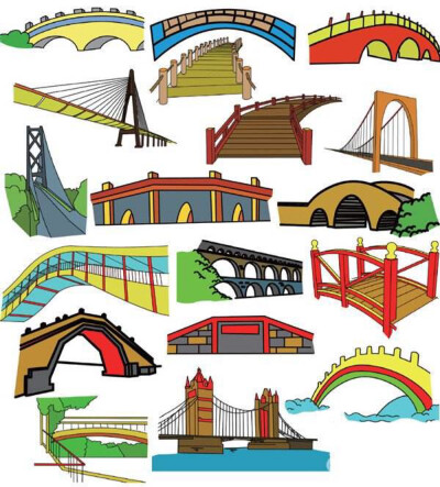 儿童画桥桥梁图片