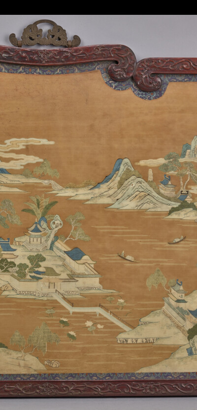 木边缂丝山水纹挂屏