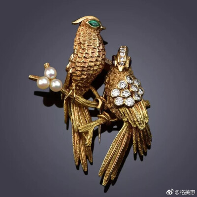 黄金 鸟形 珍珠 钻石 古董珠宝