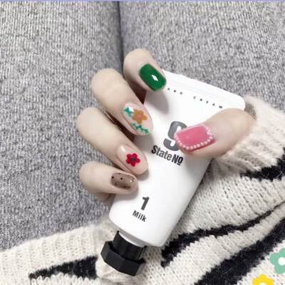 美甲 纯色小清新