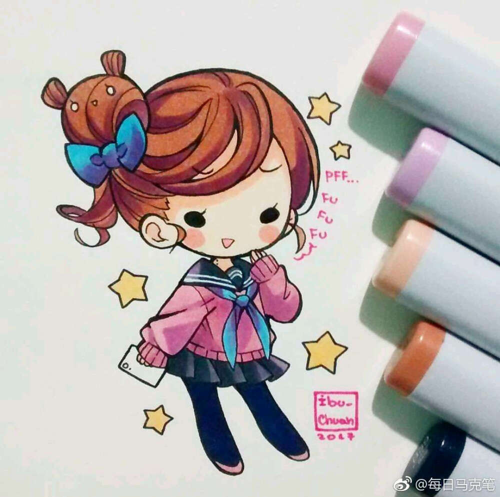 马克笔 q版 卡通 手绘