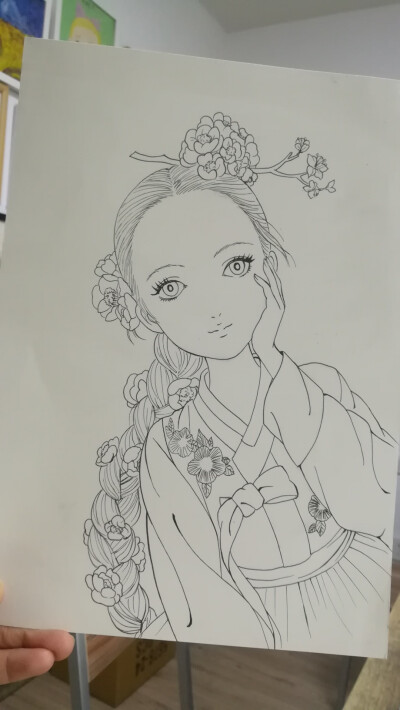 白描作品朝鲜女图片