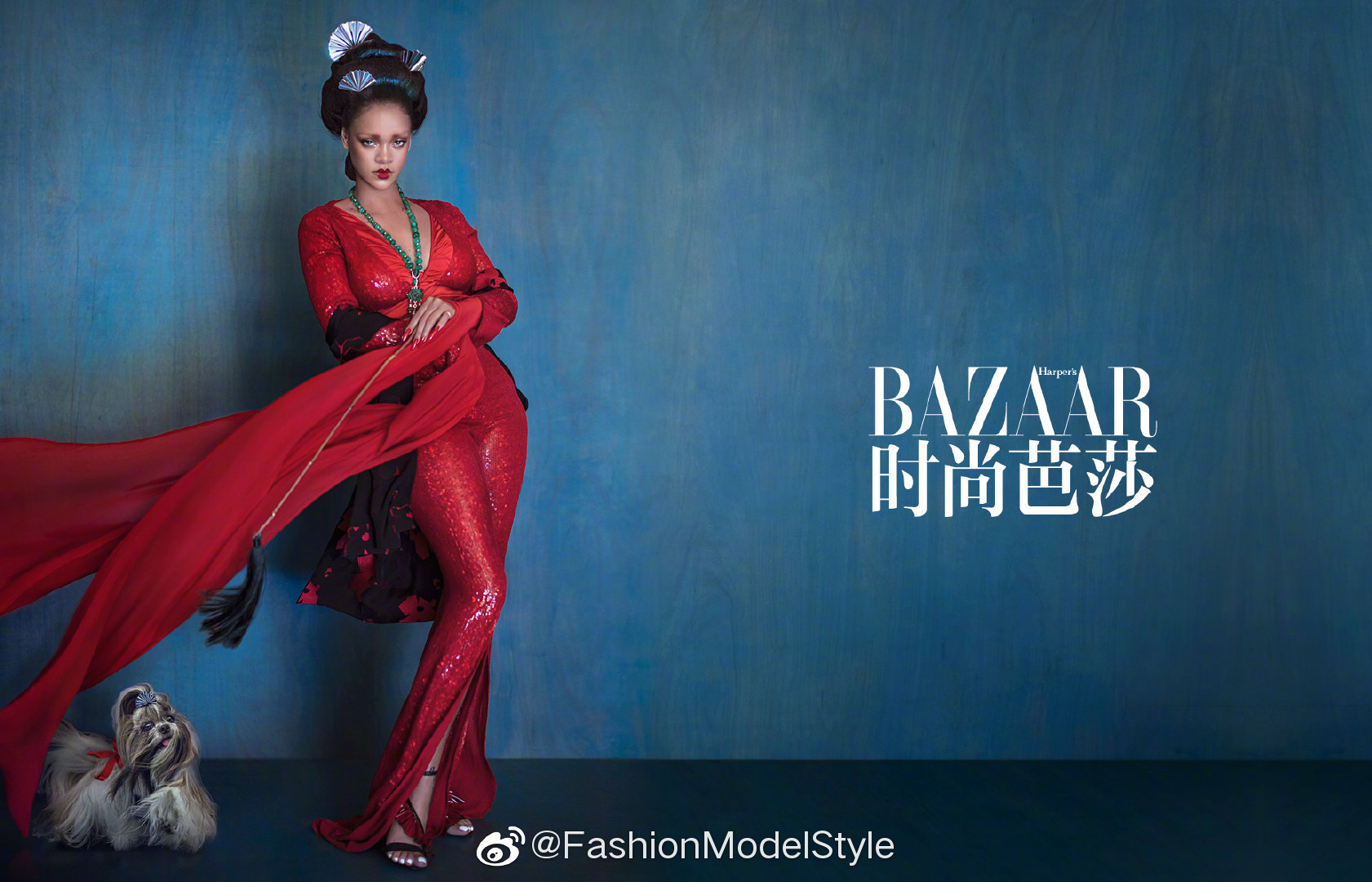 蕾哈娜唐朝造型#style | rihanna 《时尚芭莎》八月上封面画报