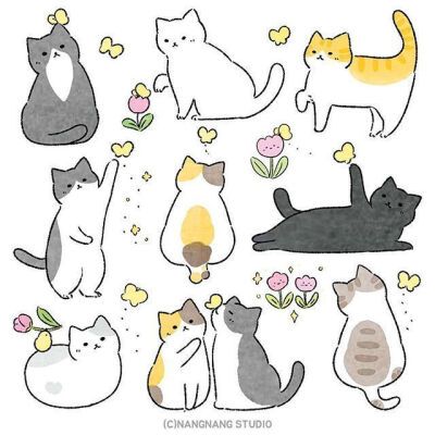 萌猫咪们 插画 素材 by_nangnang studio