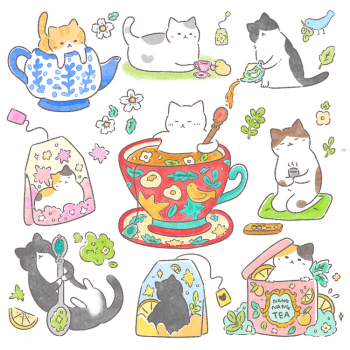 萌猫咪们 插画 素材 by_nangnang studio