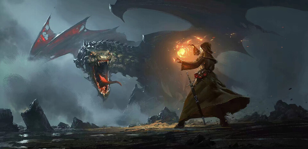 rutkowski 非常喜欢画巨龙的一位画师,擅长描绘宏大细腻的战争场面,画