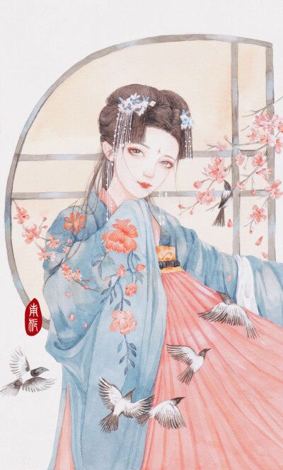 古风水彩美人 作者-南栀子