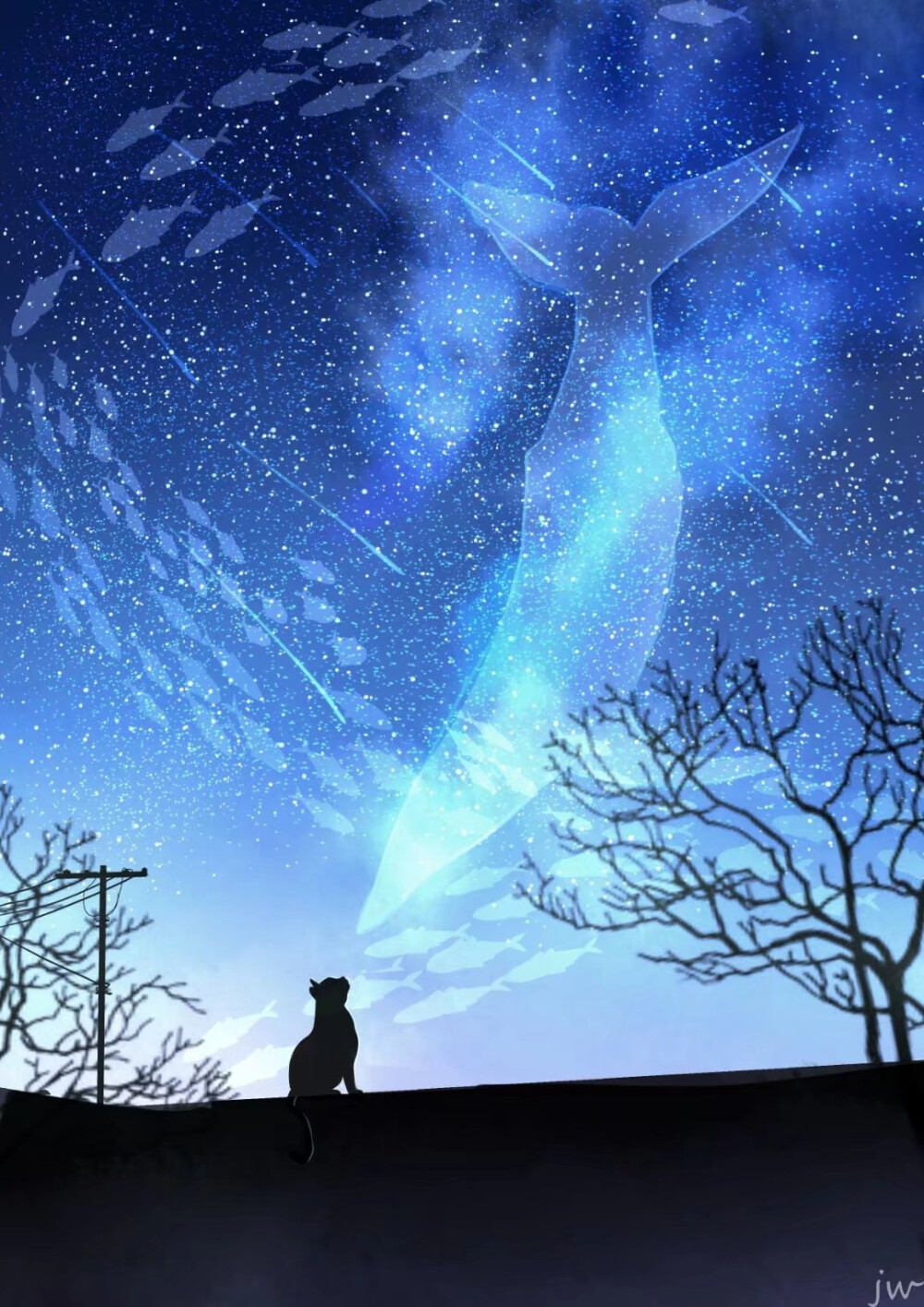 星空下的猫 画师jw(p id=33558705) 本作品id=75779823
