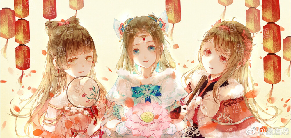 古风插画头像素材假酒烧绘