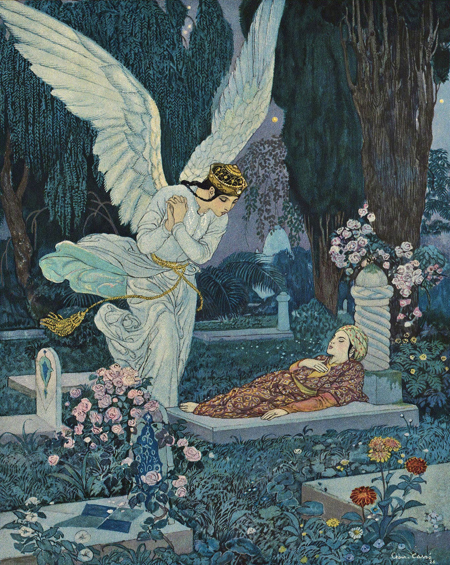 法国20世纪东方主义画家,插画家léon carré为《一千零一夜》绘制的