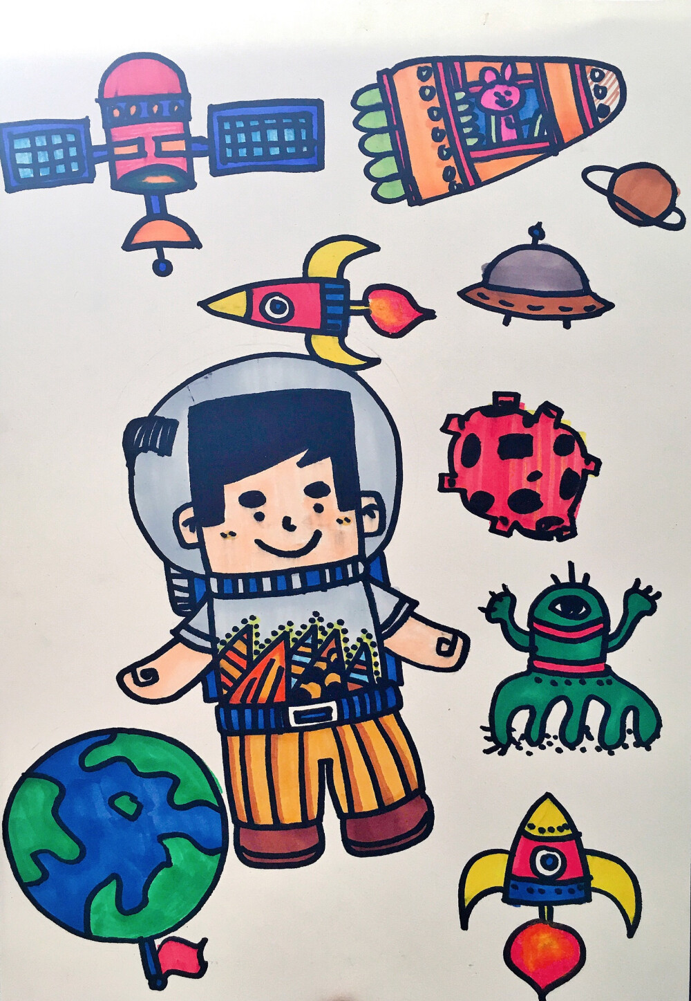 儿童画 太空之旅