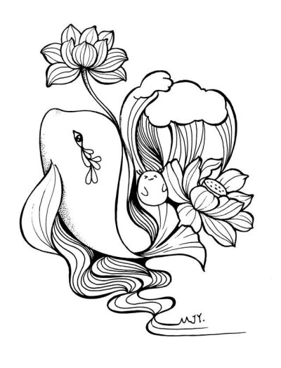 收集   点赞  评论  100个手绘黑白线稿简笔画小鸟花草动物树叶png
