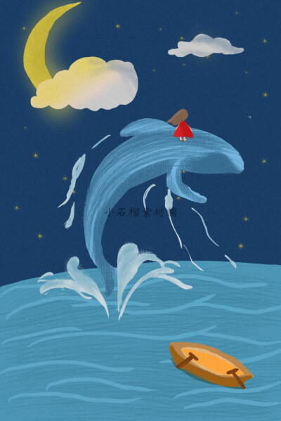 儿童手绘卡通鲸鱼漫画插画h5手机壁纸背景模板psd设计素材psd358