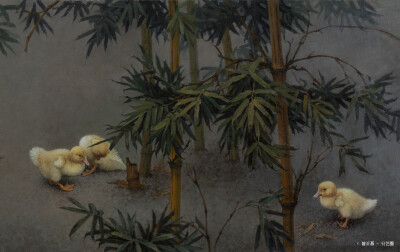 曾沂聂《竹林愣影》| 布面油画 | 160x50cm | 2019年