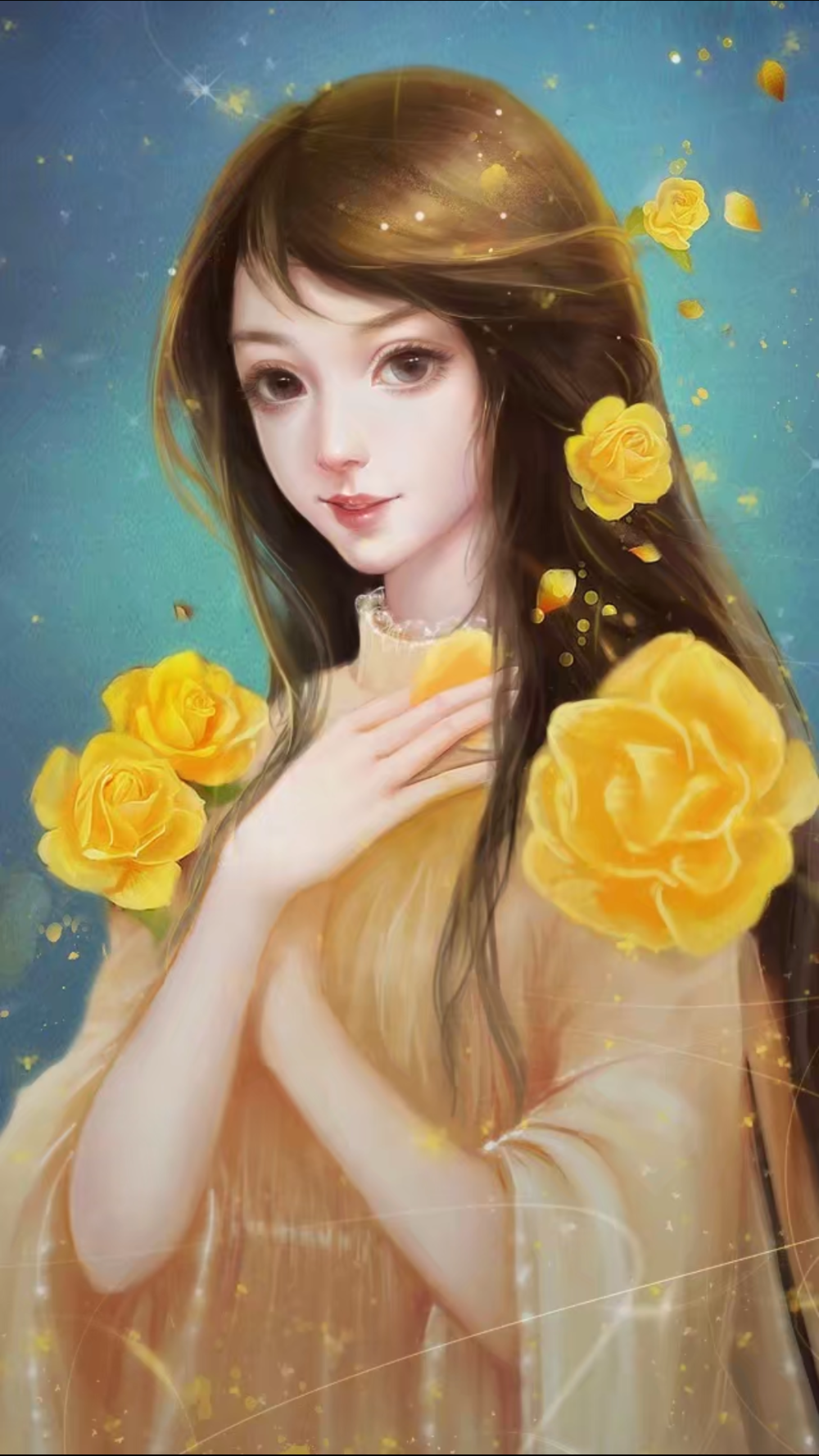 手绘插画唯美美女