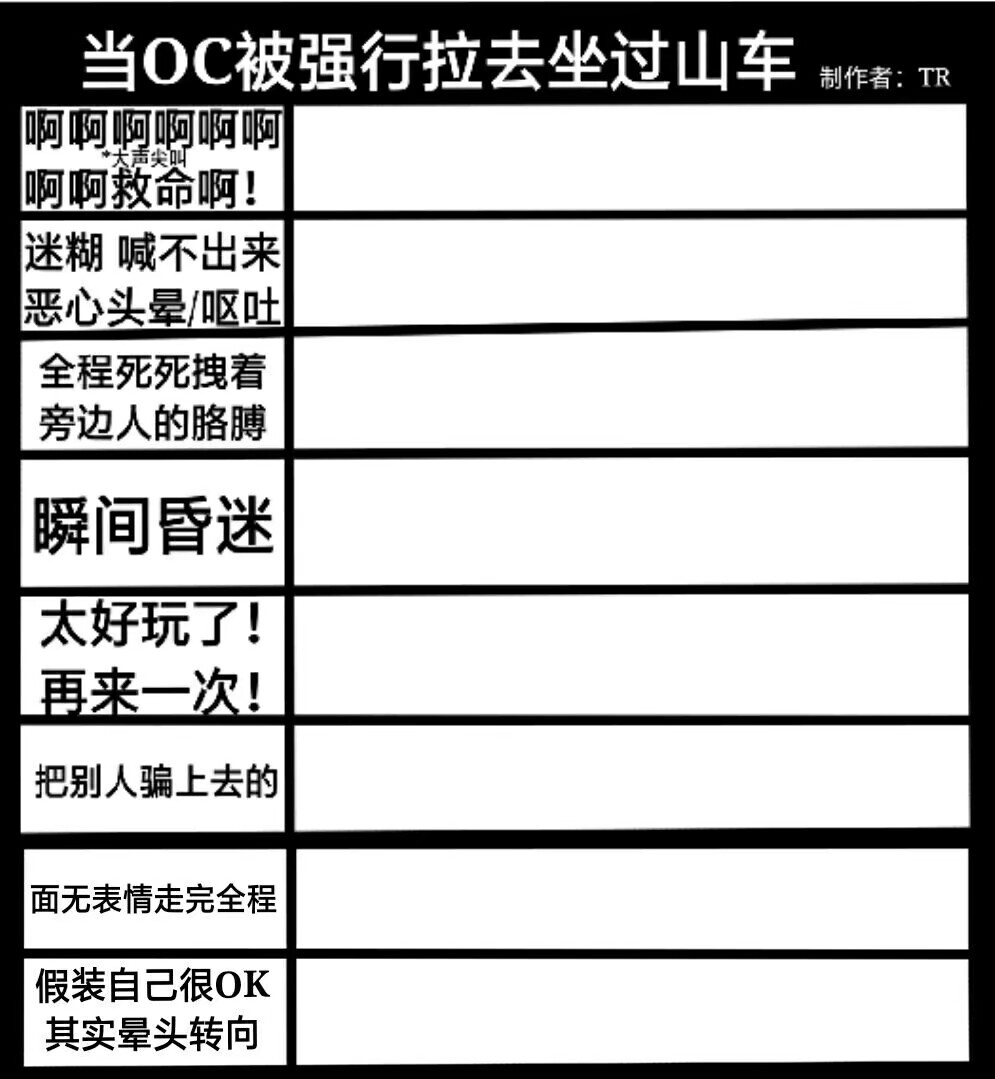 画手挑战车技表格图片