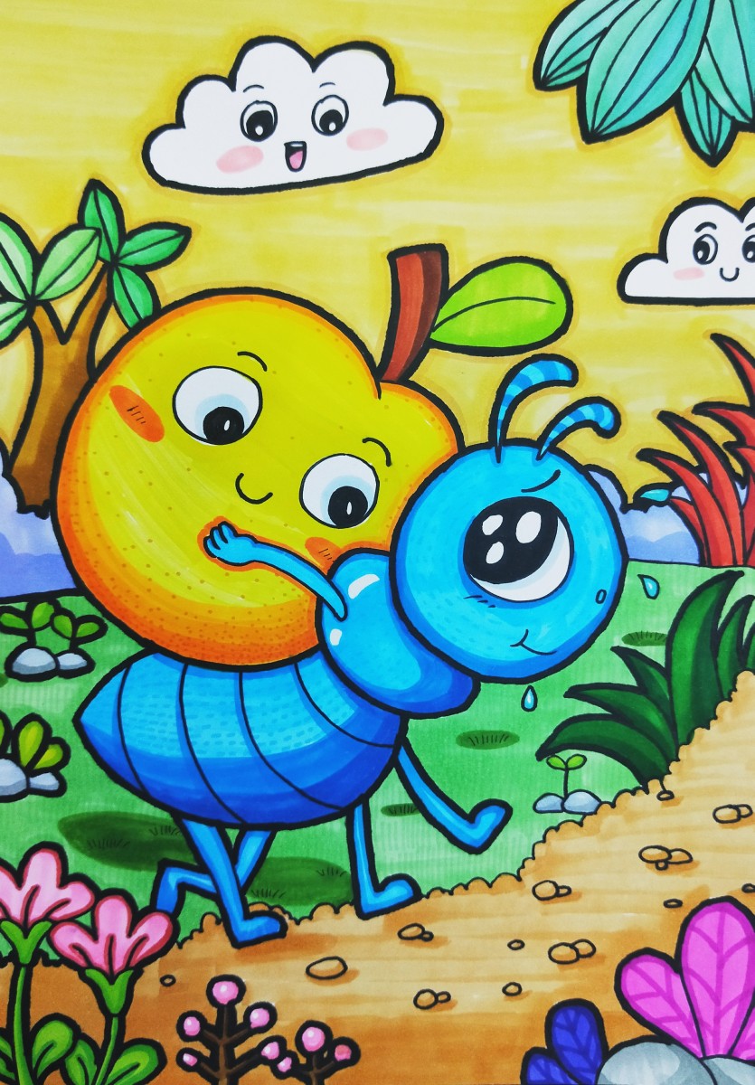 水彩笔儿童画 蚂蚁