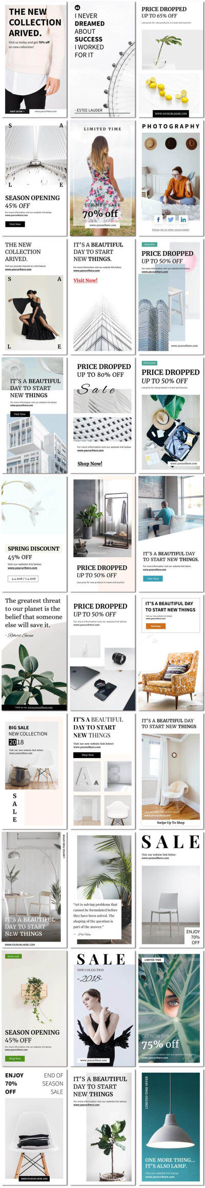 30张现代家居简约排版手机h5用图宣传广告微信海报psd模板素材设计