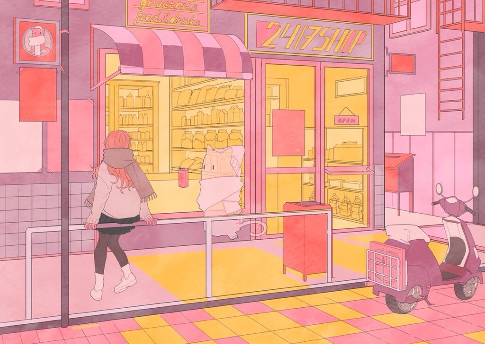 粉色少女动漫电脑壁纸 图源网络 - 堆糖，美图壁纸兴趣社区