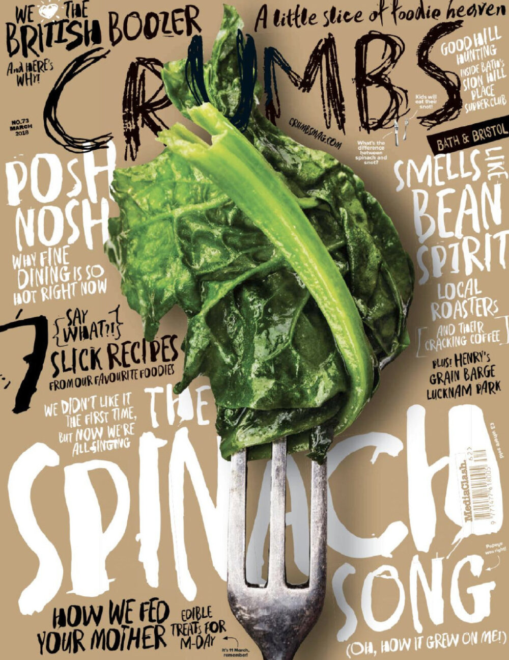 【颜值超高的美食杂志封面设计】英国美食杂志crumbs封面设计,实物
