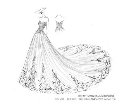 鱼尾婚纱设计图素描图片