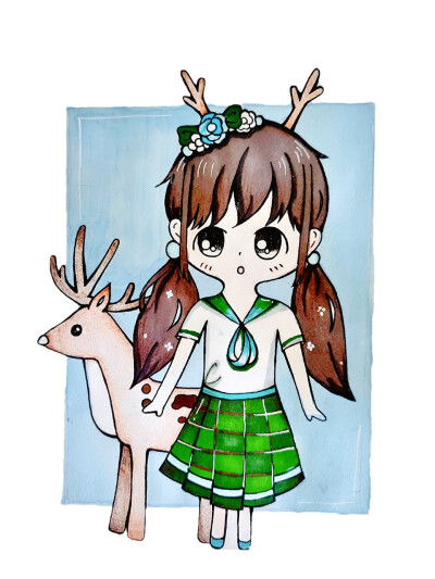 麋鹿女孩动漫图片森系图片