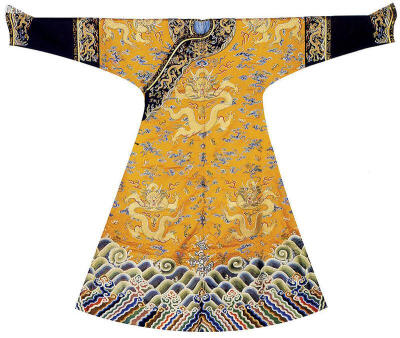 【明黄缎绣云龙纹吉服袍】——清乾隆,清宫旧藏.