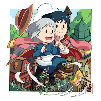 来自画师azzri吉卜力动画电影主题的插画