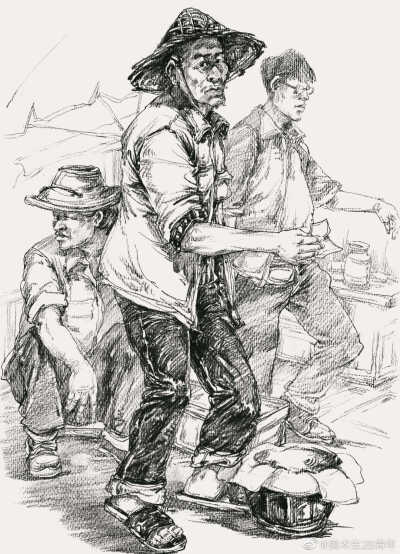 线带面风的速写