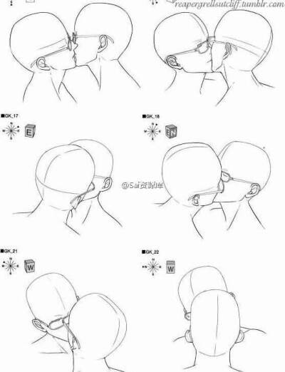 人的侧脸怎么画接吻图片