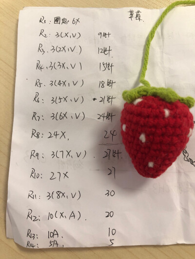 钩针单片小草莓教程图片