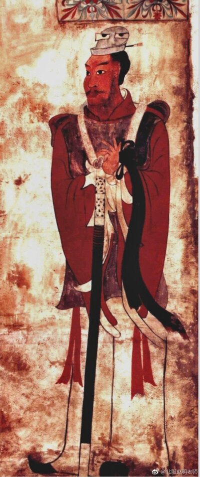 【南北朝 河南邓县画像砖墓墓门壁画 门吏图】规格:纵300厘米*2