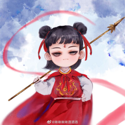 哪吒画师微博id【啾啾啾啾酒酒酒】