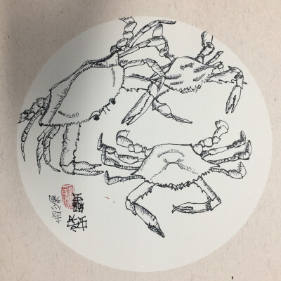 螃蟹素描画风景画图片